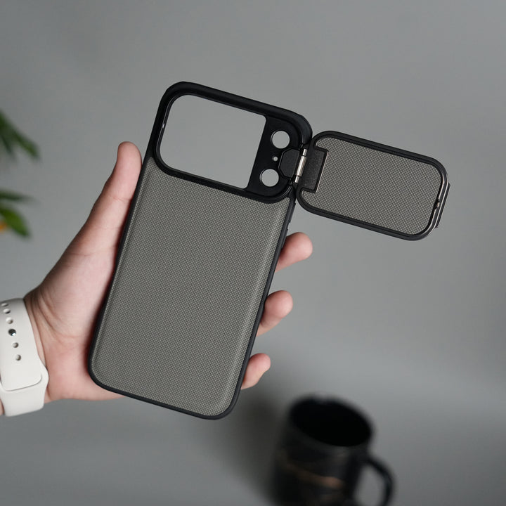 iPhone 17 Series Metal Camera Cap Stand Case Cover