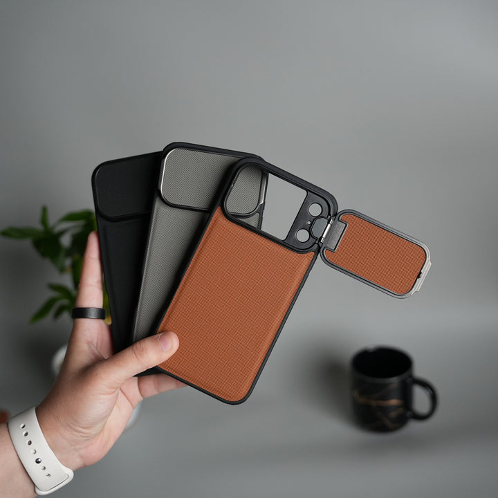 iPhone 17 Series Metal Camera Cap Stand Case Cover