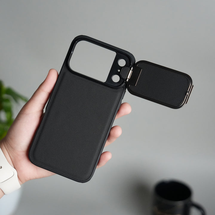 iPhone 17 Series Metal Camera Cap Stand Case Cover