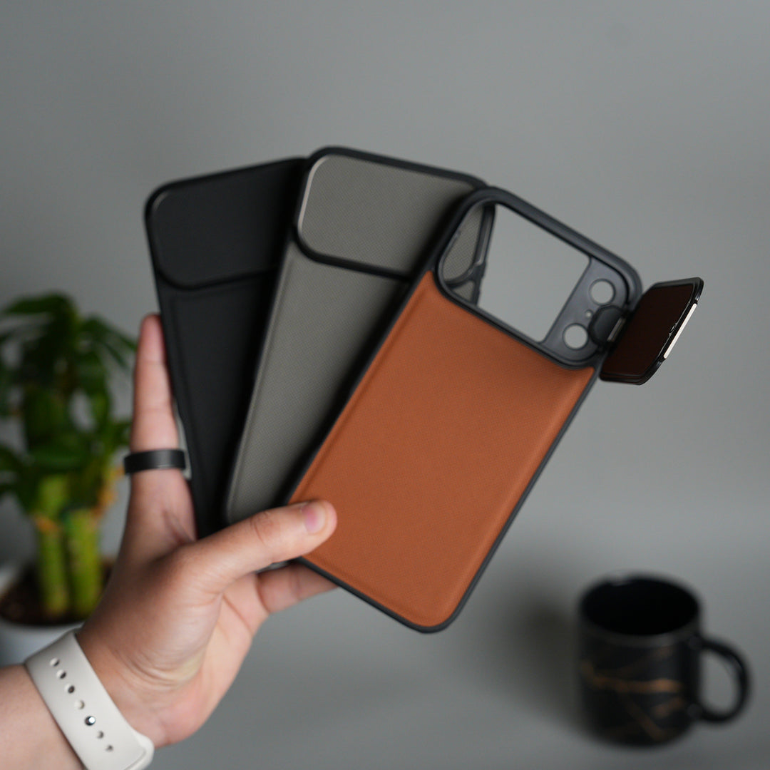 iPhone 17 Series Metal Camera Cap Stand Case Cover