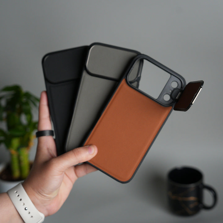 iPhone 17 Series Metal Camera Cap Stand Case Cover