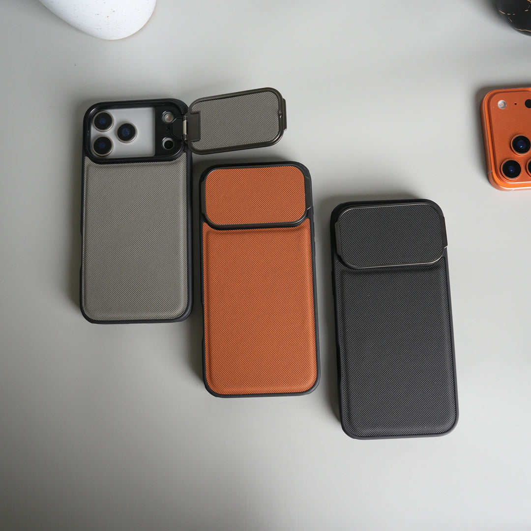 iPhone 17 Series Metal Camera Cap Stand Case Cover