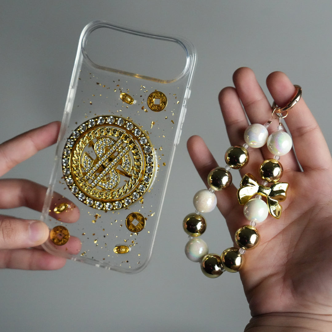 iPhone 17 Series Premium Rotation Dollar Bracelet Wristband Chain Phone Case Cover