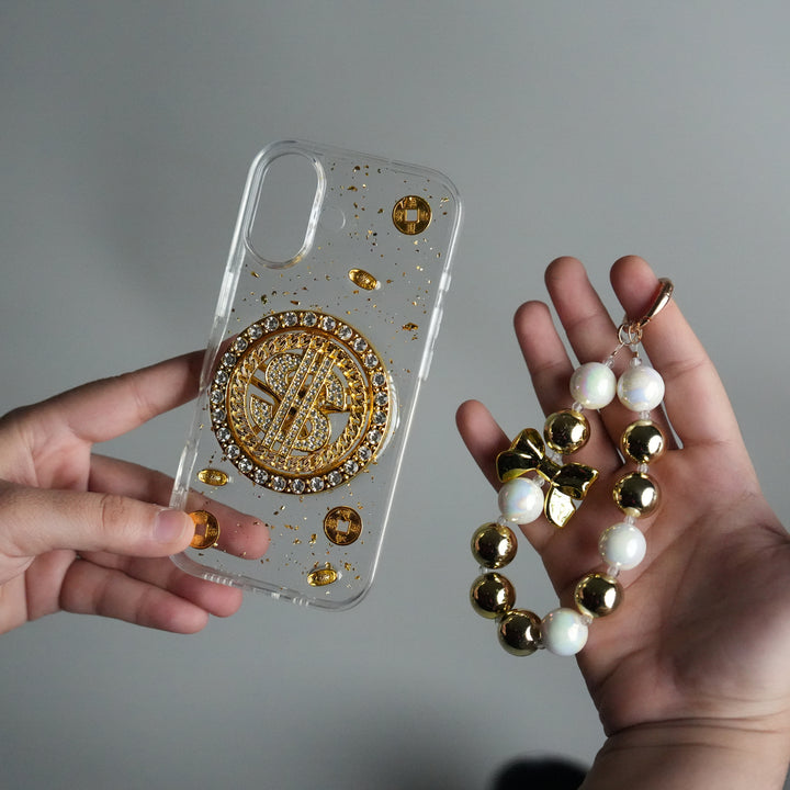 iPhone 17 Series Premium Rotation Dollar Bracelet Wristband Chain Phone Case Cover