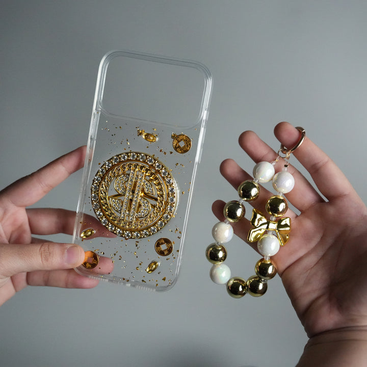 iPhone 17 Series Premium Rotation Dollar Bracelet Wristband Chain Phone Case Cover