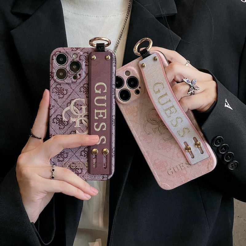 iPhone Luxury Brand GS Log Strap Holder Case Cover