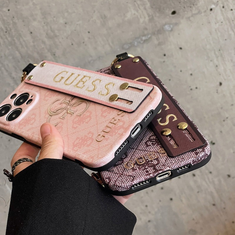iPhone Luxury Brand GS Log Strap Holder Case Cover