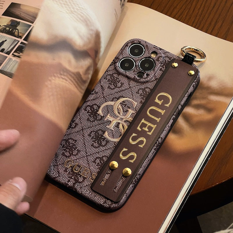 iPhone Luxury Brand GS Log Strap Holder Case Cover