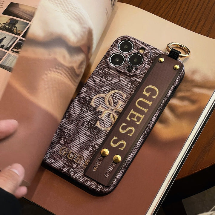 iPhone Luxury Brand GS Log Strap Holder Case Cover