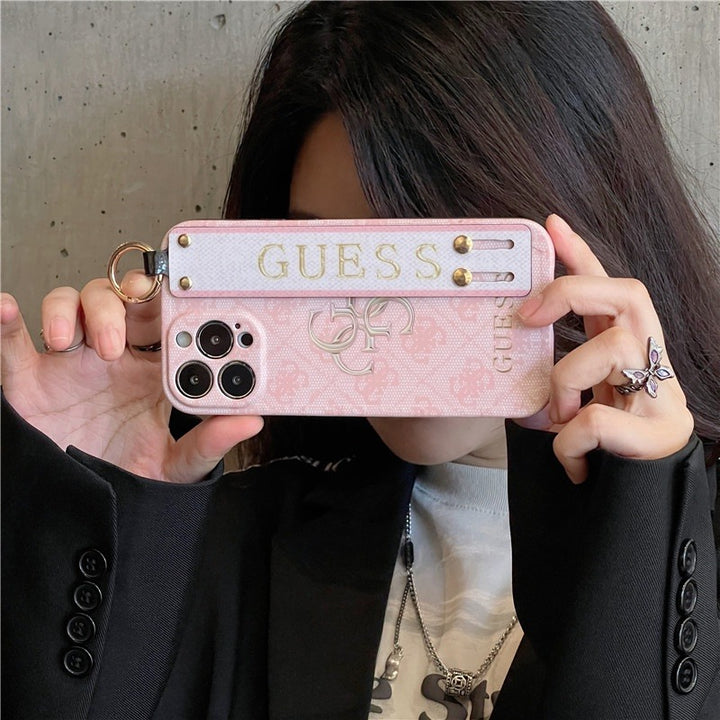 iPhone Luxury Brand GS Log Strap Holder Case Cover