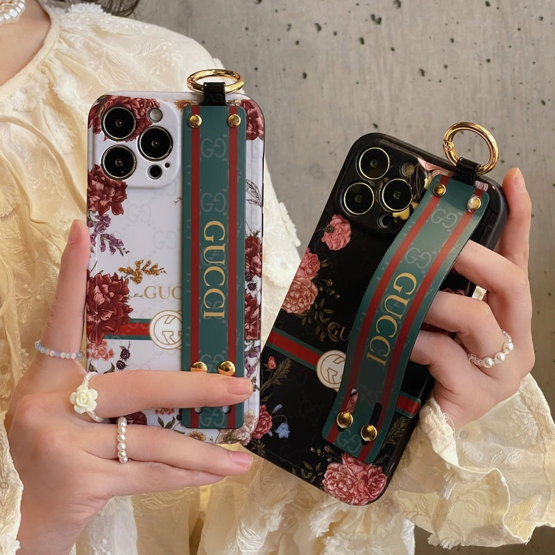 iPhone Luxury Brand Green GG Strap Holder Case Cover