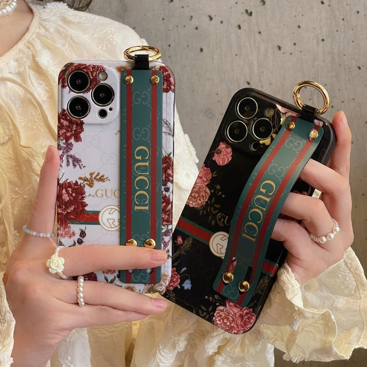 iPhone Luxury Brand Green GG Strap Holder Case Cover