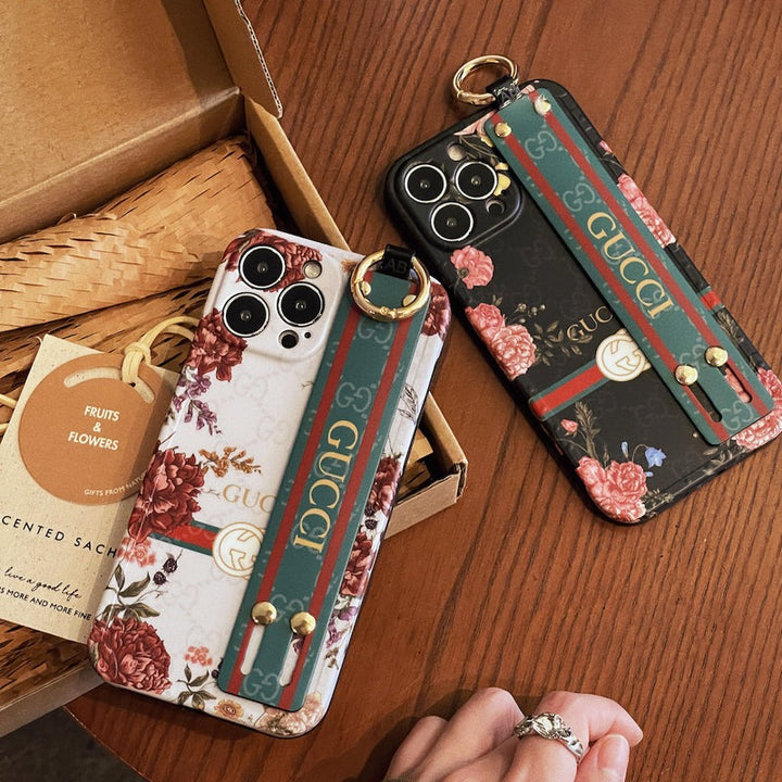 iPhone Luxury Brand Green GG Strap Holder Case Cover