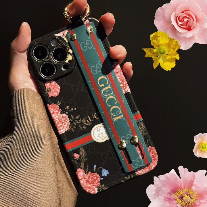 iPhone Luxury Brand Green GG Strap Holder Case Cover