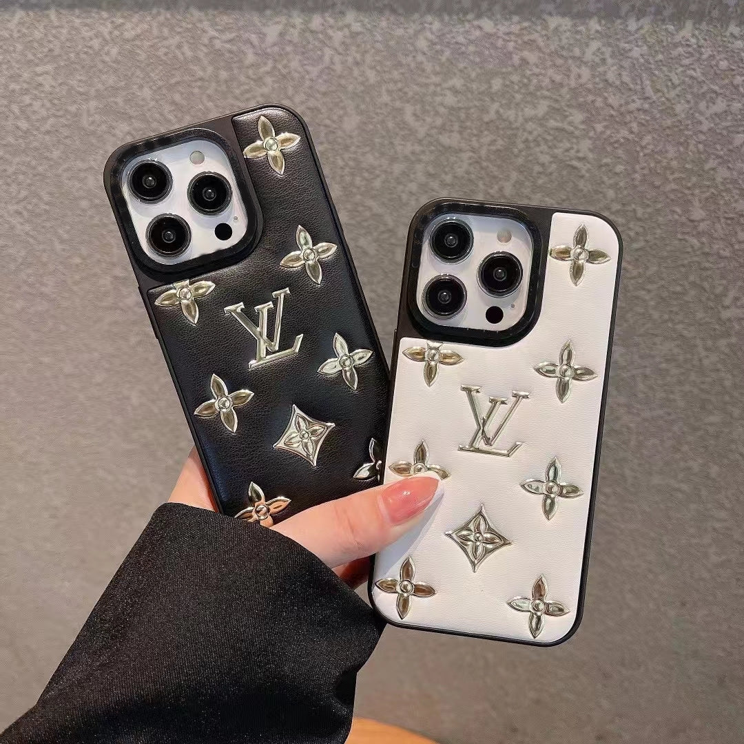 iPhone Luxury Brand Puff Leather Phone Case Cover