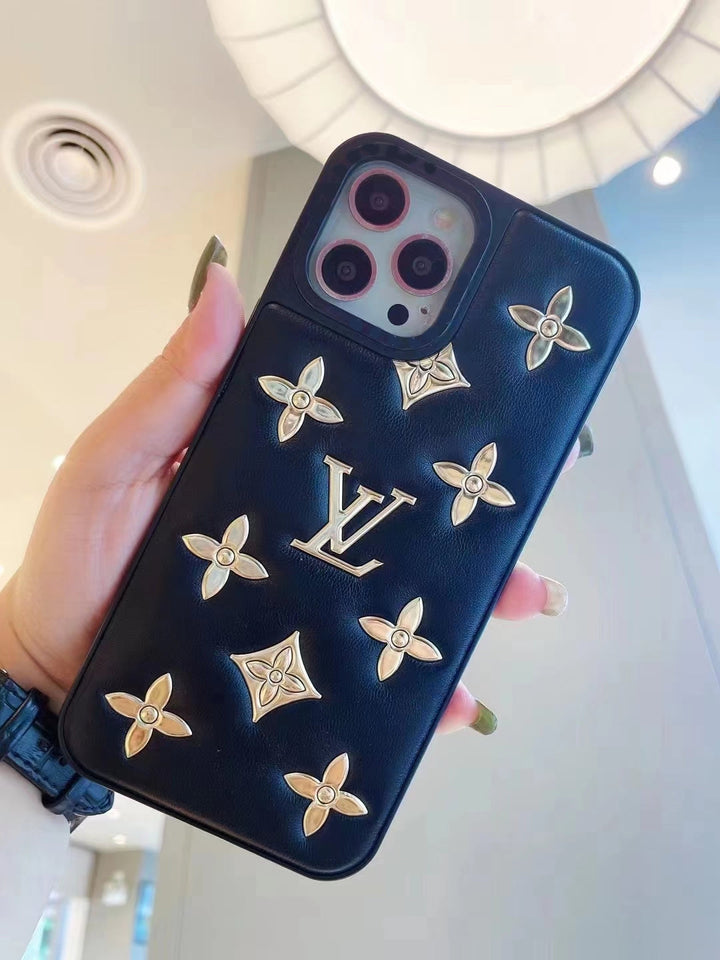 iPhone Luxury Brand Puff Leather Phone Case Cover