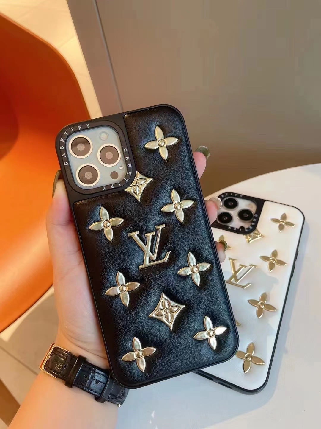 iPhone Luxury Brand Puff Leather Phone Case Cover