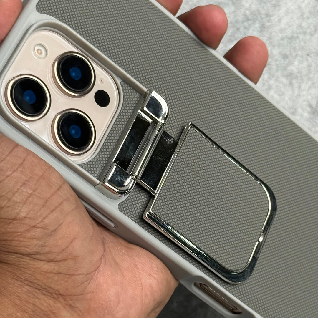 iPhone Metal Camera Cap Stand Case Cover ( Gray )