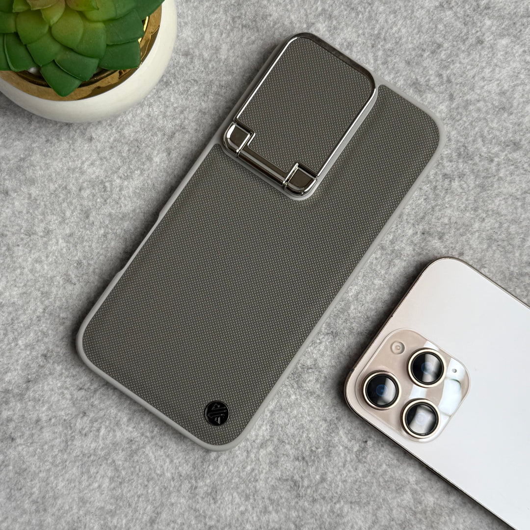 iPhone Metal Camera Cap Stand Case Cover ( Gray )
