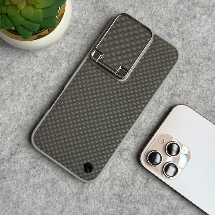 iPhone Metal Camera Cap Stand Case Cover ( Gray )