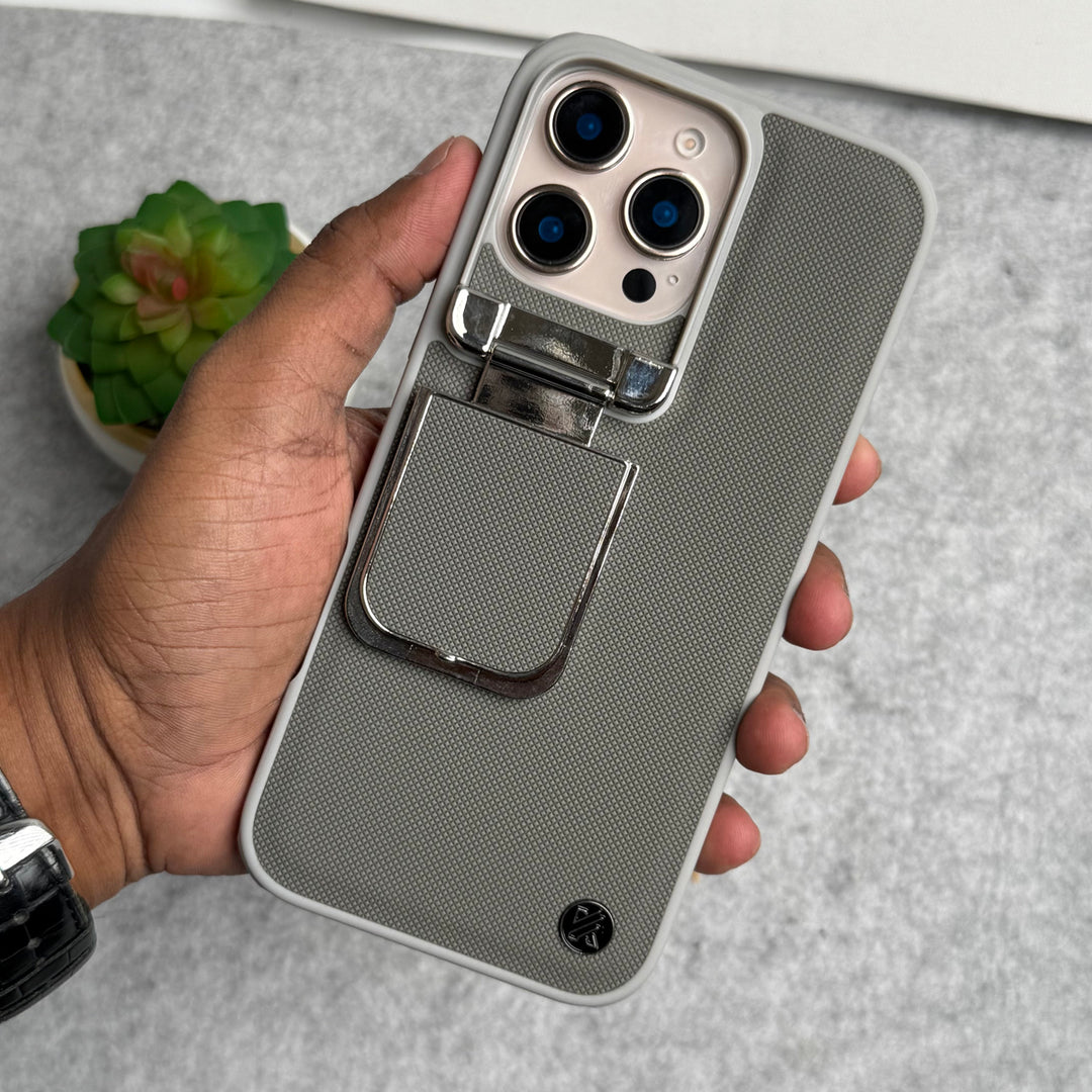 iPhone Metal Camera Cap Stand Case Cover ( Gray )