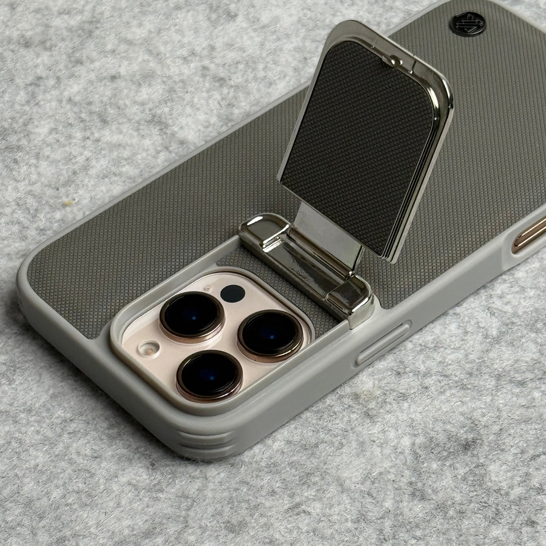 iPhone Metal Camera Cap Stand Case Cover ( Gray )