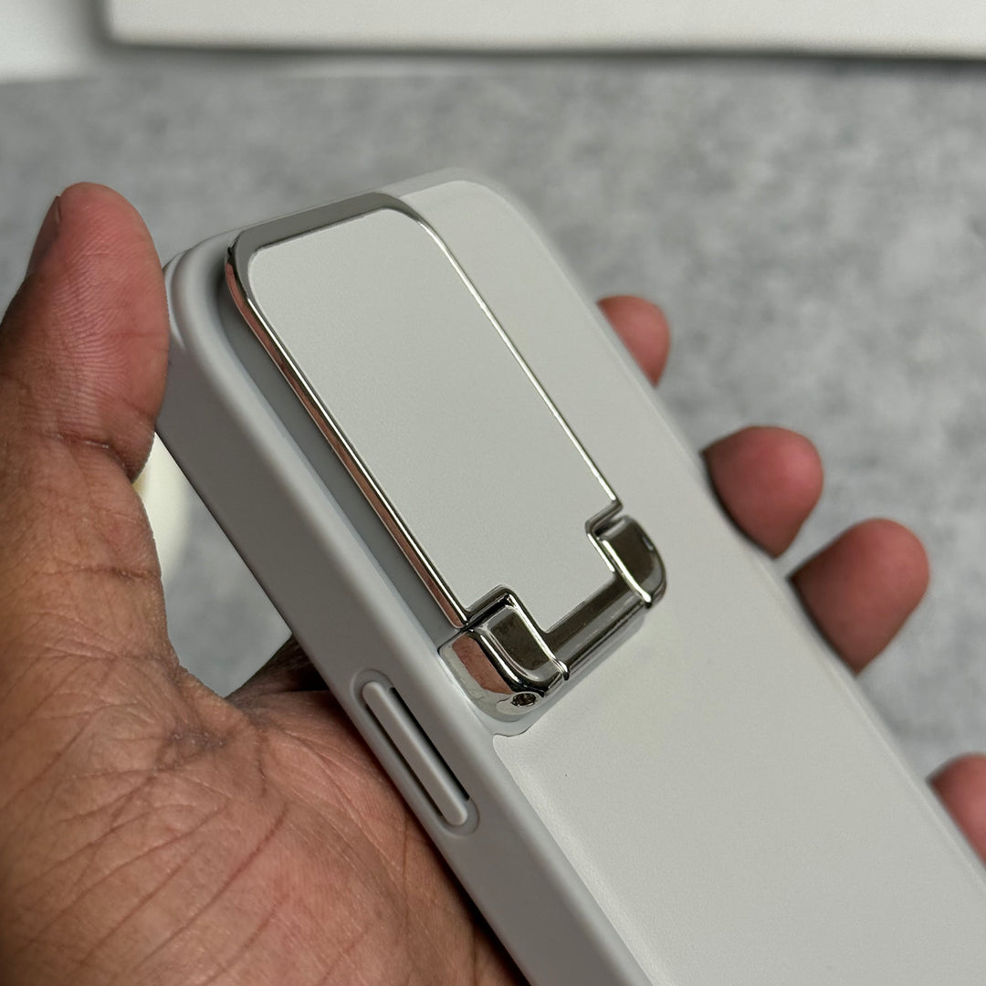 iPhone Metal Camera Cap Stand Case Cover ( WHITE )