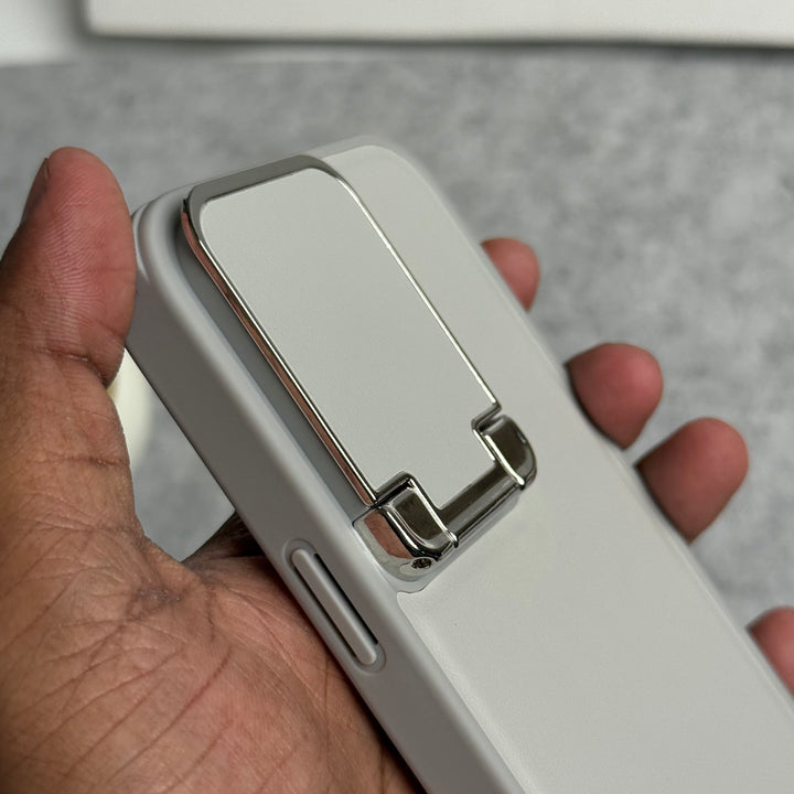 iPhone Metal Camera Cap Stand Case Cover ( WHITE )