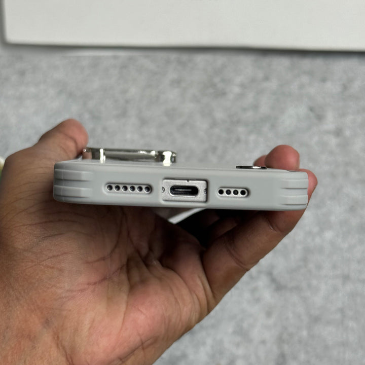 iPhone Metal Camera Cap Stand Case Cover ( WHITE )