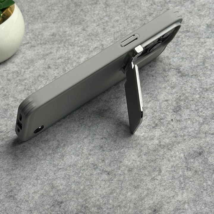 iPhone Metal Camera Cap Stand Case Cover ( WHITE )
