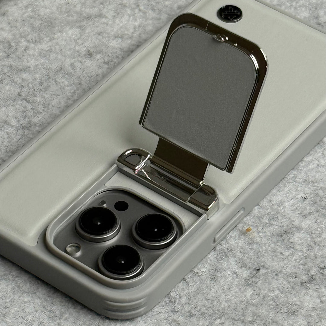 iPhone Metal Camera Cap Stand Case Cover ( WHITE )
