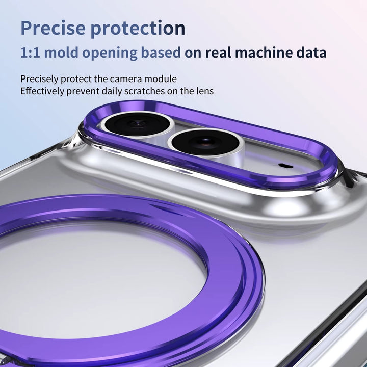 FRATO iPhone Fold Premium 360° Rotating Ring Stand Case for iPhone Duo | Crystal Clear Cover with Camera Protection &amp; Built-In Front Glass