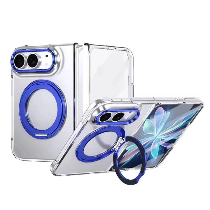 FRATO iPhone Fold Premium 360° Rotating Ring Stand Case for iPhone Duo | Crystal Clear Cover with Camera Protection &amp; Built-In Front Glass