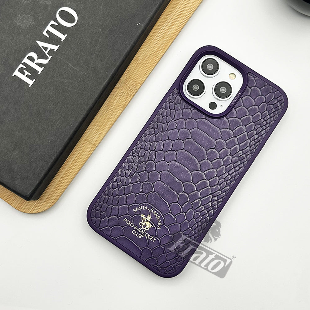 iPhone Luxury Santa Barbara Croc Textured Faux Leather Case Cover
