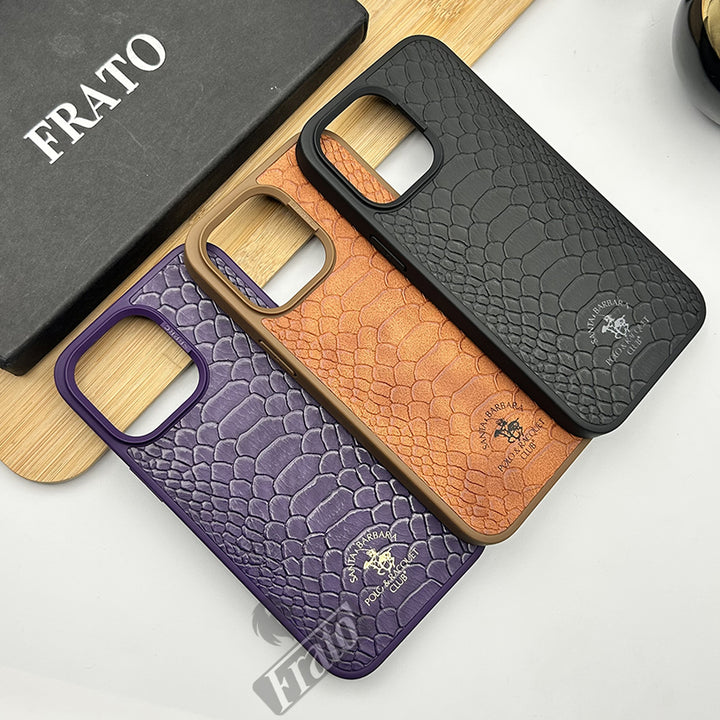 iPhone Luxury Santa Barbara Croc Textured Faux Leather Case Cover