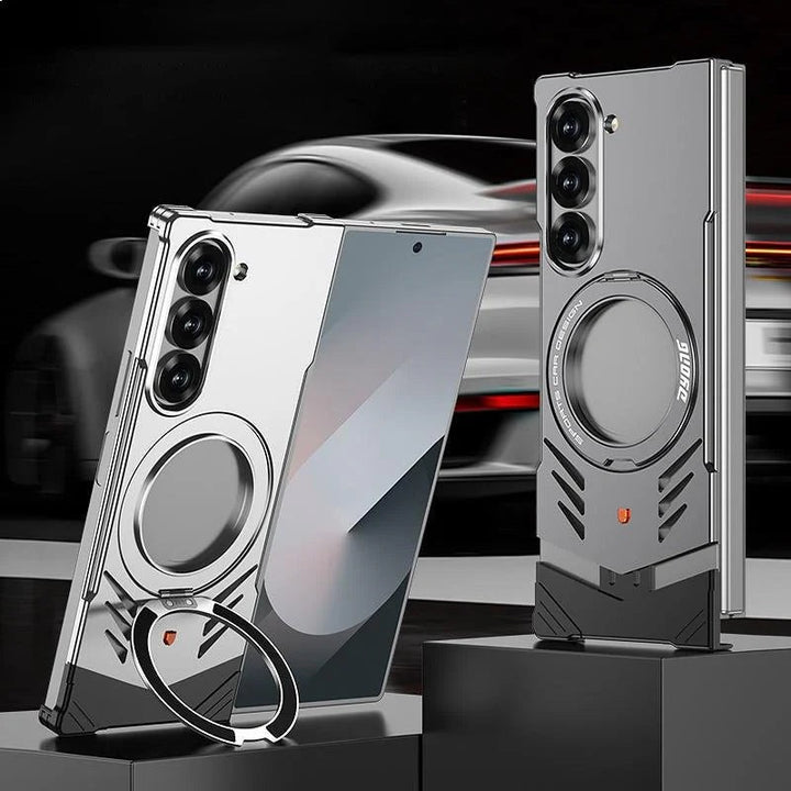 Galaxy Z Fold 6 Magnetic Aluminum Alloy Metal Rimless Frame Heat Dissipation Stand Phone Case