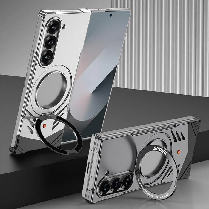 Galaxy Z Fold 6 Magnetic Aluminum Alloy Metal Rimless Frame Heat Dissipation Stand Phone Case