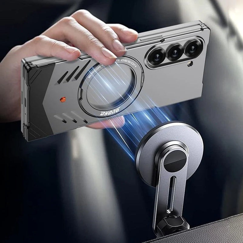 Galaxy Z Fold 6 Magnetic Aluminum Alloy Metal Rimless Frame Heat Dissipation Stand Phone Case