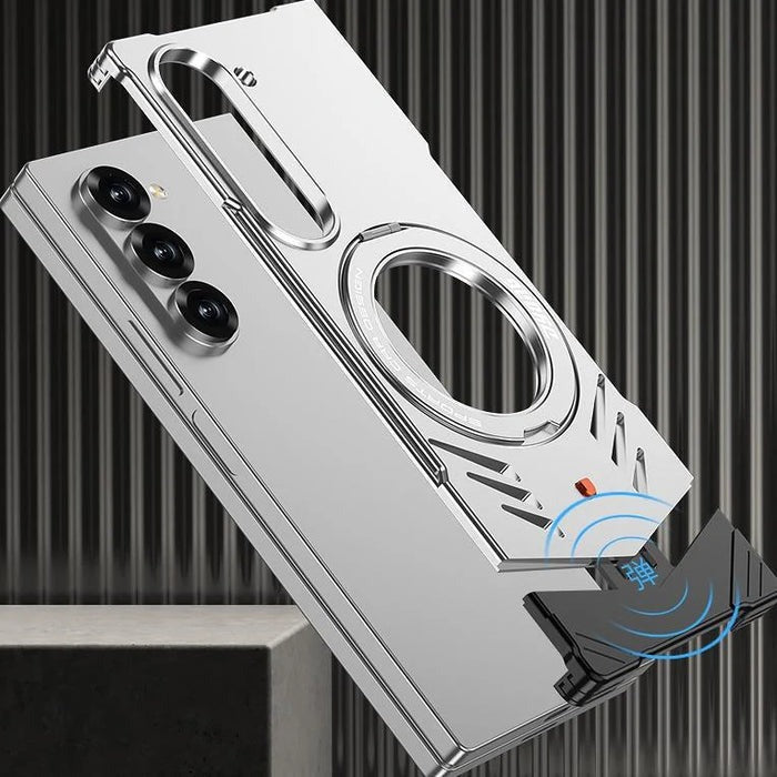 Galaxy Z Fold 6 Magnetic Aluminum Alloy Metal Rimless Frame Heat Dissipation Stand Phone Case