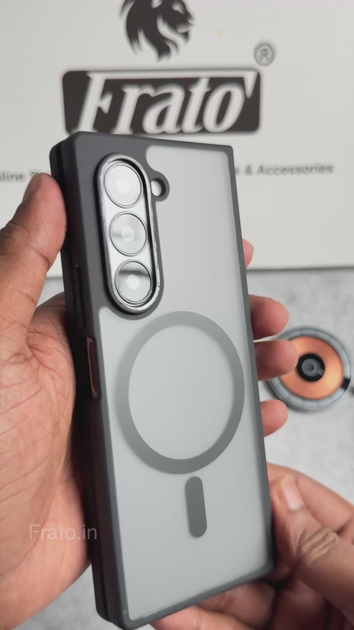 Samsung Galaxy Z Fold 6 Smoke Transparent Case With Magnetic Charging Ring