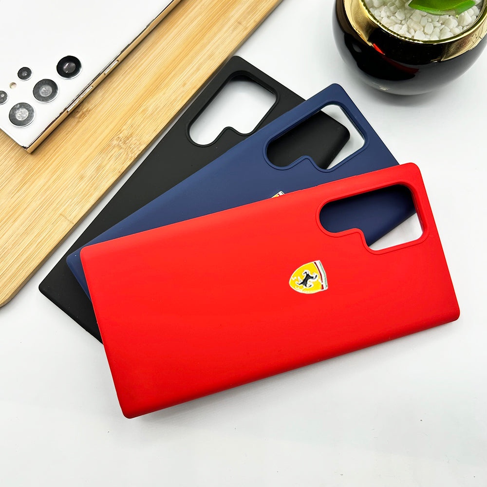 Samsung Galaxy S22 Ultra Ferrari Sports Car Logo Silicone Case Cover