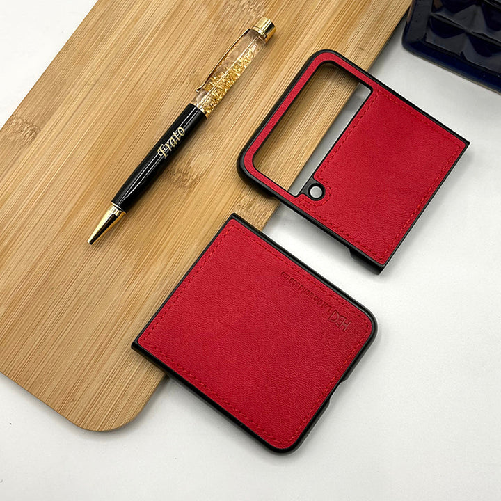 Samsung Z Flip 3 PU Leather Stitch Design Case Cover