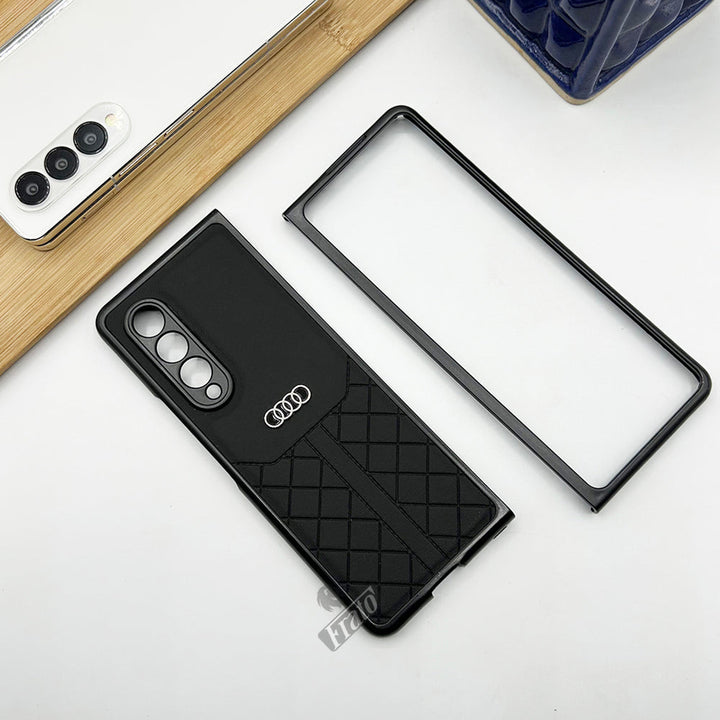 Samsung Galaxy Z Fold 3 Audi Theme Design Synthetic Leather Cover Case with Camera Protection
