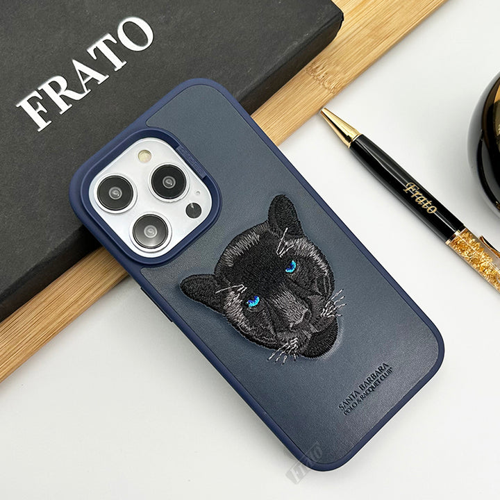 iPhone Luxury Santa Barbara Leather Savana Series Panther Back Cover