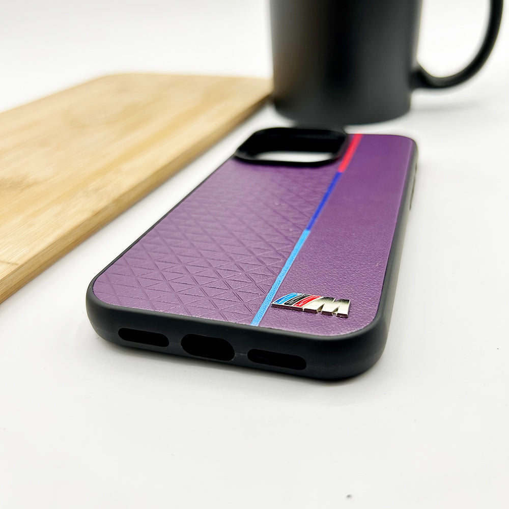 iPhone 14 / 14 Pro / 14 Pro Max BMW M Sports Car Logo dual Shade Design Case Cover ( Purple )