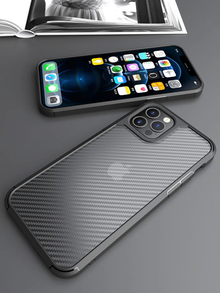 iPhone Matte Carbon Fiber Design Shockproof Cover