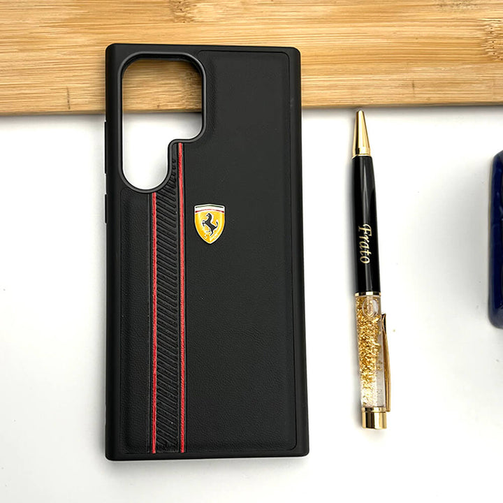 Samsung S23 Ultra Ferrari Stripe Leather Case Cover