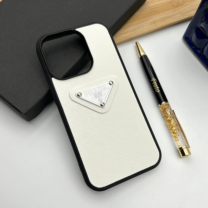 iPhone Luxury Brand Logo Leather Case Cover