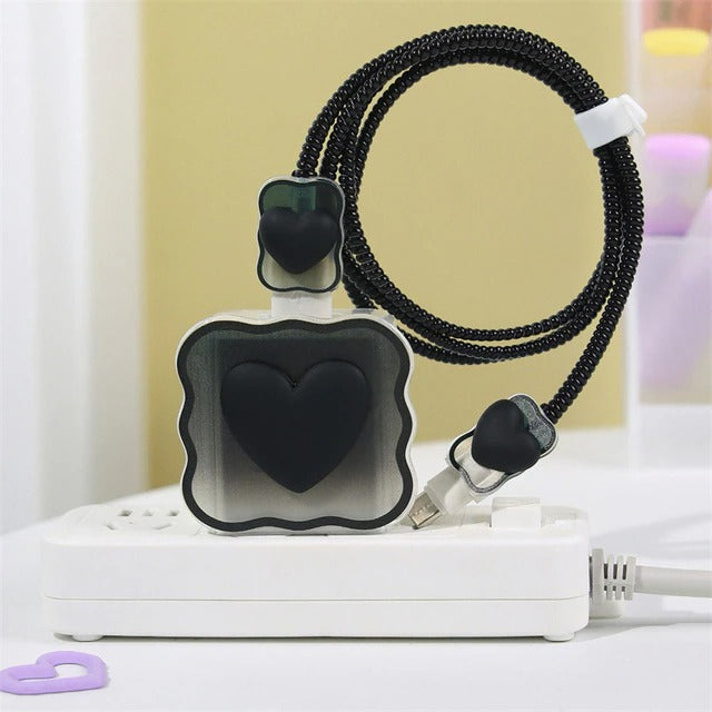 Love Heart Transparent Cable Protector and Adapter Case For iPhone Charger