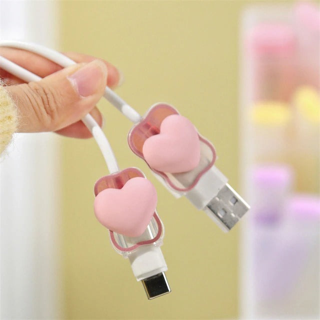 Love Heart Transparent Cable Protector and Adapter Case For iPhone Charger